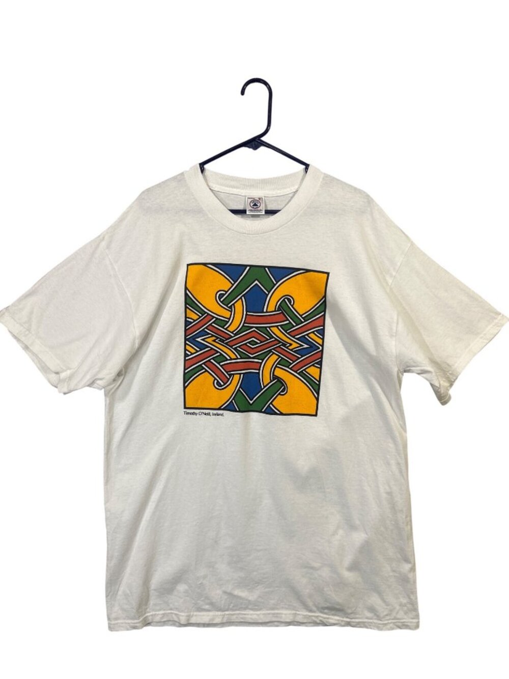 British Airways Celtic Knot Graphic Tee XL Delta Pro Weight White Cotton